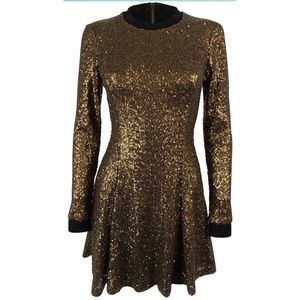 Rachel Roy Women's Long Sleeve Sequin Flare Dress